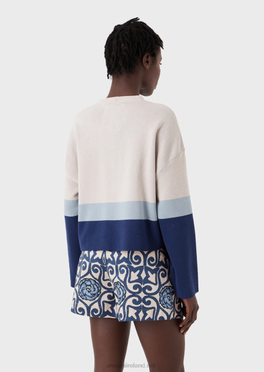 Women 086V211 Sustainable Collection Organic Cotton Jacquard Cropped Jumper Armani Pattern