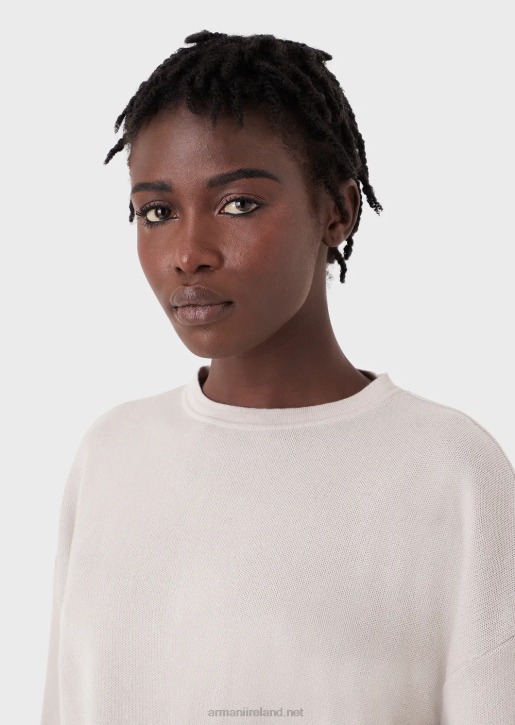 Women 086V211 Sustainable Collection Organic Cotton Jacquard Cropped Jumper Armani Pattern