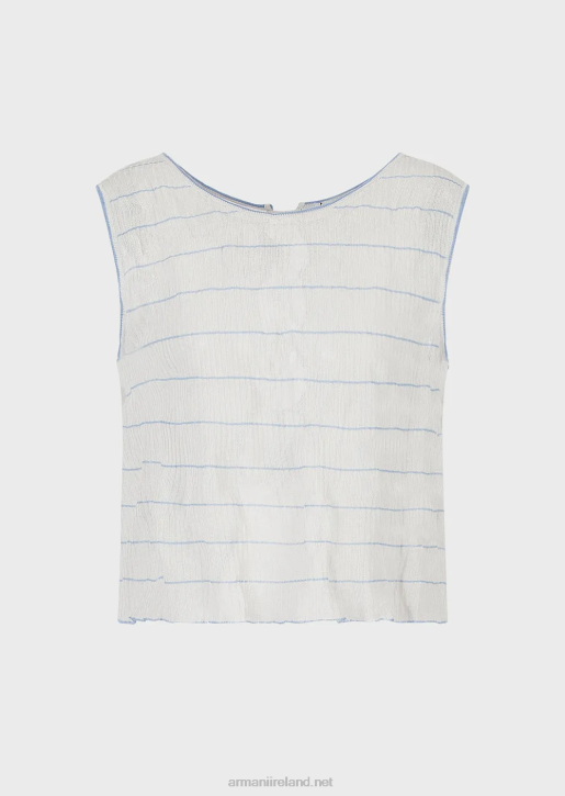 Women 086V214 Rib-Knit, Striped Top With Back Ties Armani Pattern