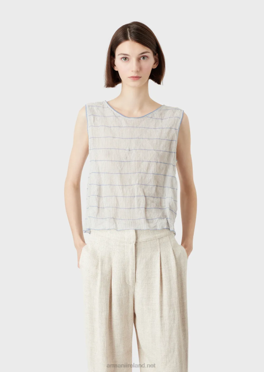 Women 086V214 Rib-Knit, Striped Top With Back Ties Armani Pattern