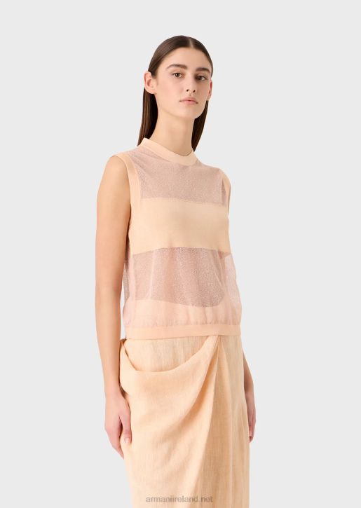 Women 086V215 Semi-Sheer Viscose Knit Top Armani