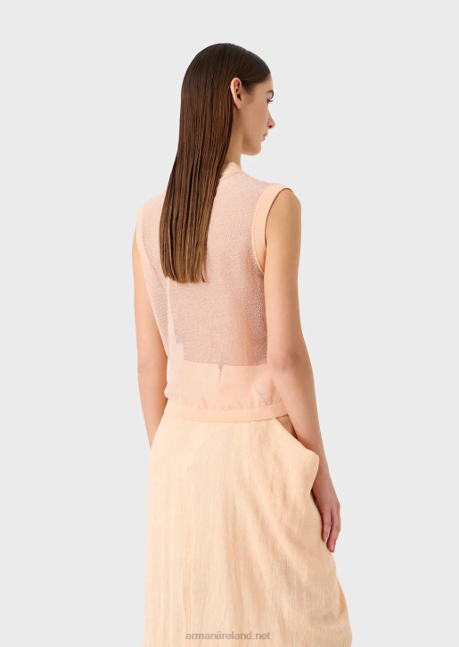 Women 086V215 Semi-Sheer Viscose Knit Top Armani