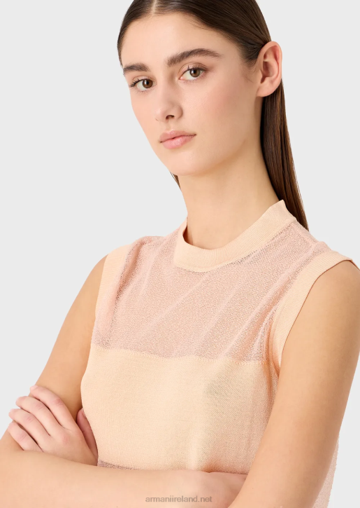 Women 086V215 Semi-Sheer Viscose Knit Top Armani
