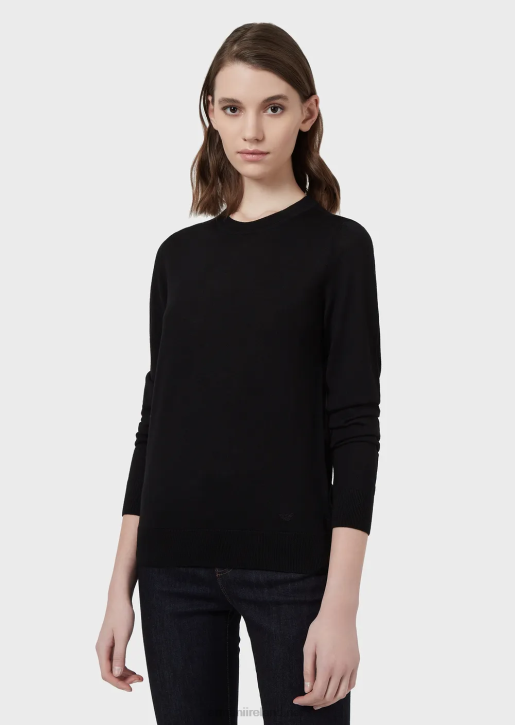 Women 086V217 Crew-Neck Jumper In Pure Virgin Wool Armani Black