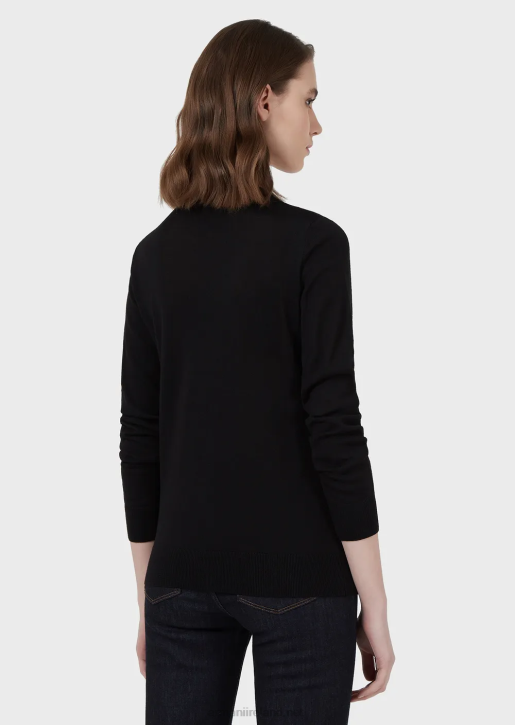 Women 086V217 Crew-Neck Jumper In Pure Virgin Wool Armani Black