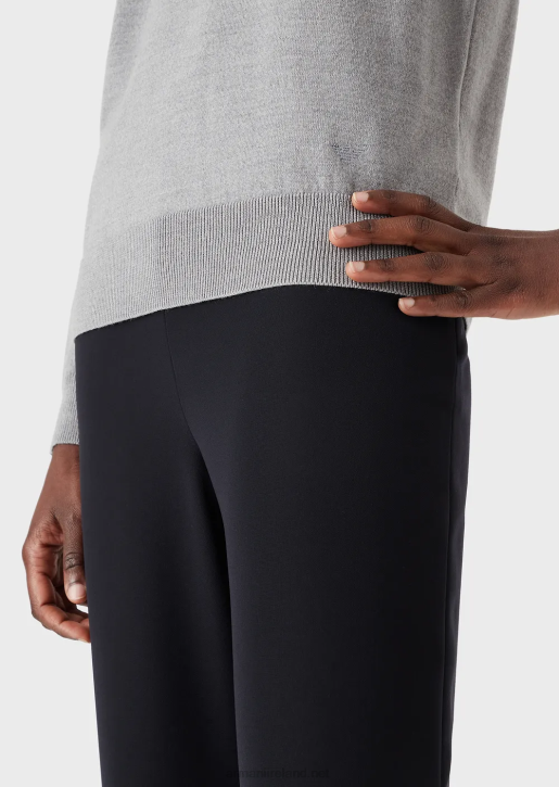 Women 086V218 Crew-Neck Jumper In Pure Virgin Wool Armani Melange Gray