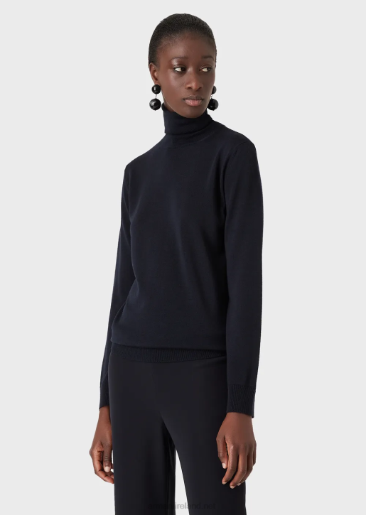 Women 086V225 Pure Virgin-Wool Rollneck Armani Blue