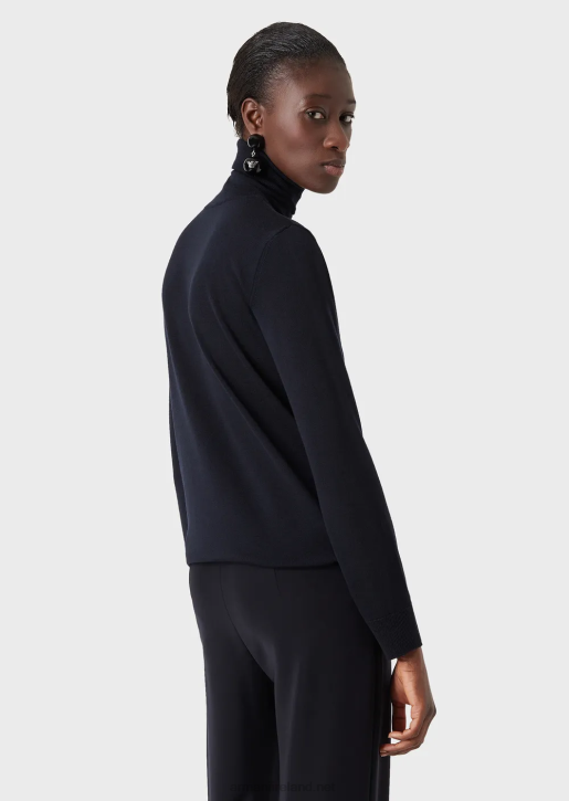 Women 086V225 Pure Virgin-Wool Rollneck Armani Blue