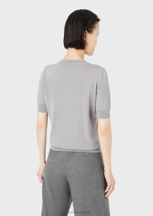 Women 086V228 Crew-Neck Jumper In Pure Virgin Wool Armani Melange Gray