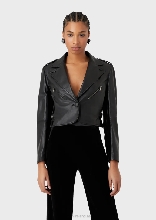 Women 086V229 Nappa-Lambskin Jacket With Velvet Inserts Armani Black