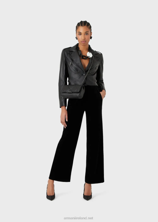 Women 086V229 Nappa-Lambskin Jacket With Velvet Inserts Armani Black