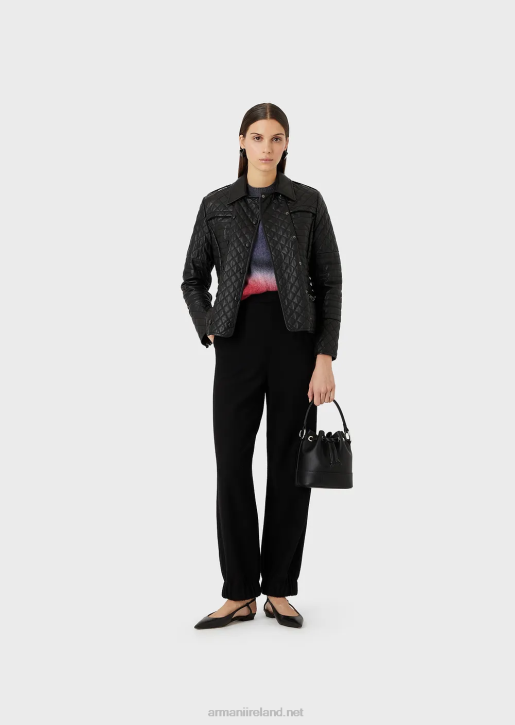 Women 086V230 Quilted, Nappa Lambskin Double-Breasted Jacket Armani Black