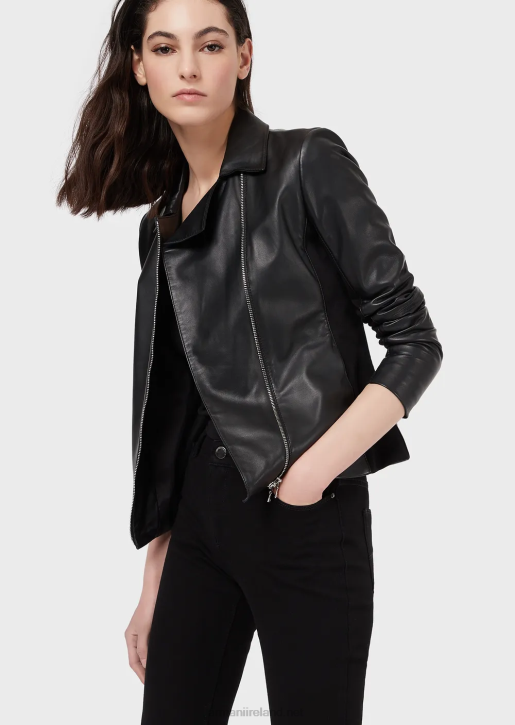 Women 086V232 Nappa-Lambskin Jacket With Jersey Inserts Armani Black