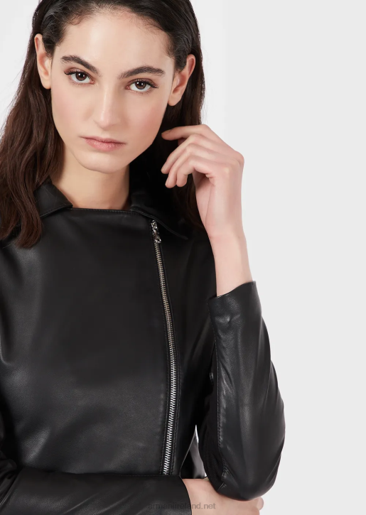 Women 086V232 Nappa-Lambskin Jacket With Jersey Inserts Armani Black
