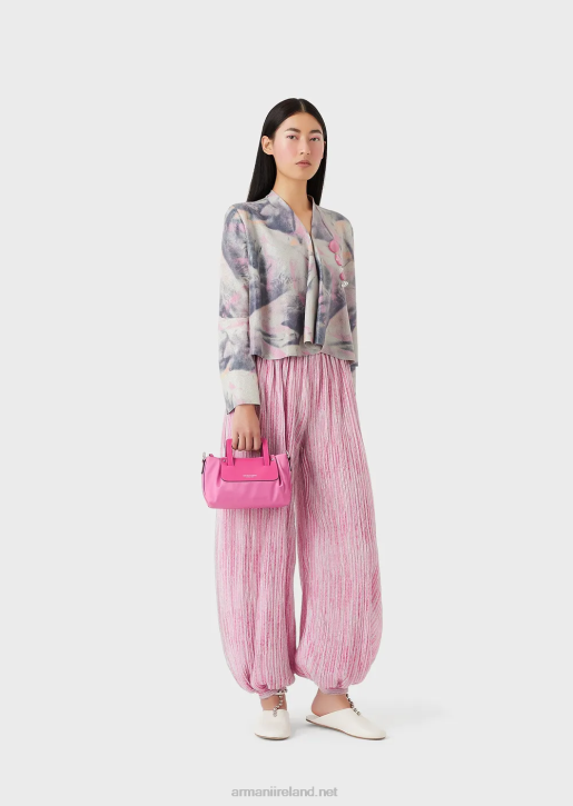 Women 086V235 Goatskin Suede Jacket With Micro Perforations And Watercolour Print Armani Multicolour