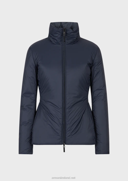 Women 086V239 Water-Repellent Reversible Nylon Down Jacket With Recycled Down Armani Navy Blue