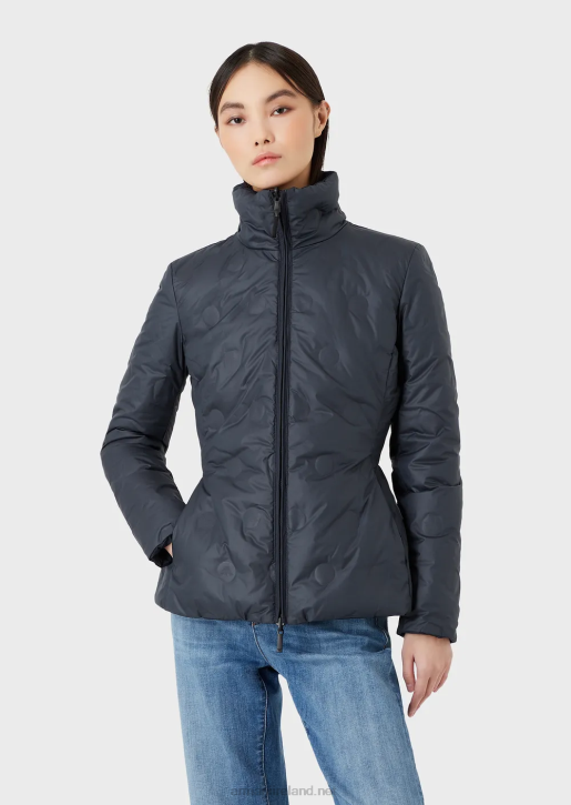 Women 086V239 Water-Repellent Reversible Nylon Down Jacket With Recycled Down Armani Navy Blue