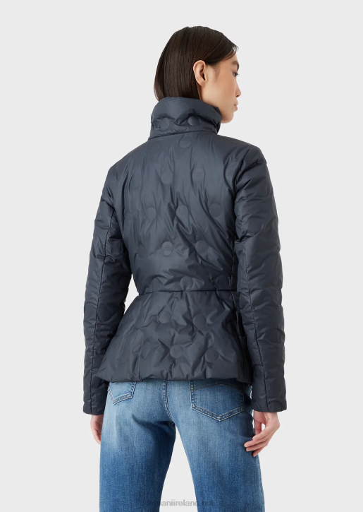 Women 086V239 Water-Repellent Reversible Nylon Down Jacket With Recycled Down Armani Navy Blue