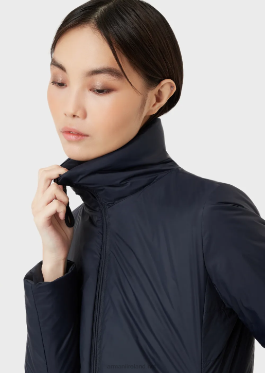 Women 086V239 Water-Repellent Reversible Nylon Down Jacket With Recycled Down Armani Navy Blue