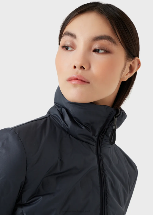 Women 086V239 Water-Repellent Reversible Nylon Down Jacket With Recycled Down Armani Navy Blue