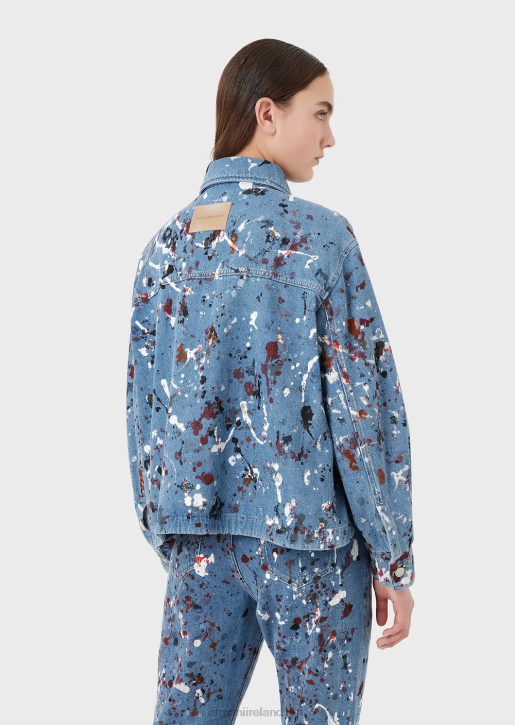 Women 086V242 Vintage-Look Denim Jacket With Multicoloured Spots Armani Multicolour