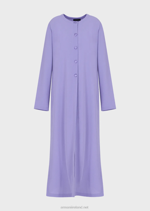 Women 086V244 Granite-Fabric Overcoat With Buttons And Side Slits Armani Purple