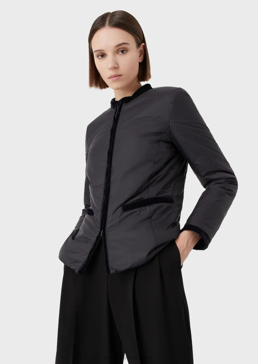 Women 086V246 Nylon Reversible Guru-Collared Jacket Armani Navy Blue