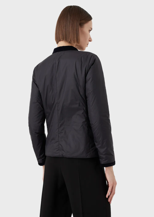 Women 086V246 Nylon Reversible Guru-Collared Jacket Armani Navy Blue