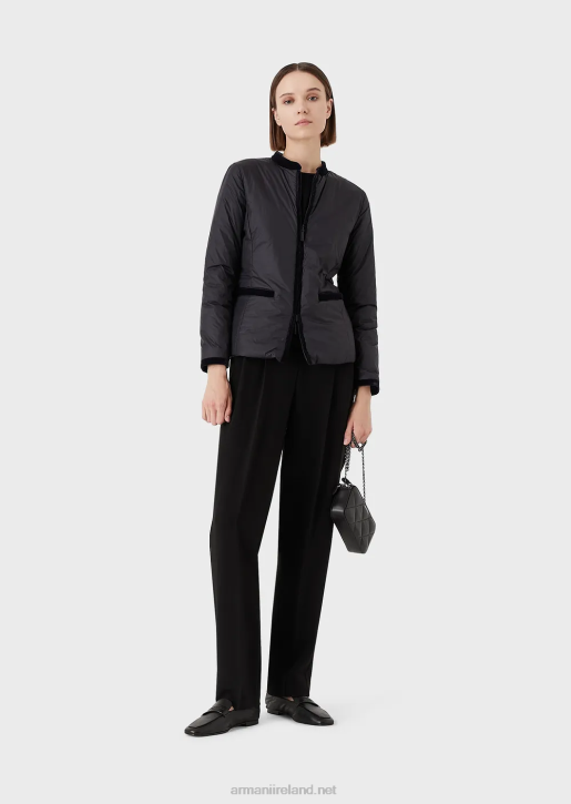 Women 086V246 Nylon Reversible Guru-Collared Jacket Armani Navy Blue