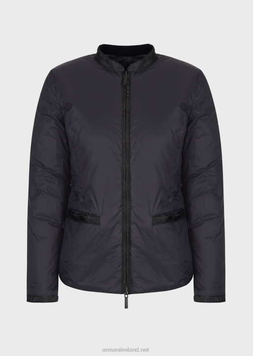 Women 086V246 Nylon Reversible Guru-Collared Jacket Armani Navy Blue