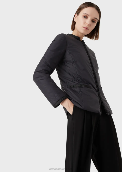 Women 086V246 Nylon Reversible Guru-Collared Jacket Armani Navy Blue