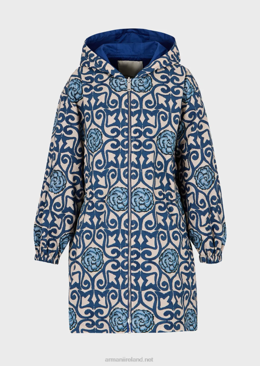 Women 086V249 Sustainable Collection Reversible Organic-Twill Parka With Hood And Drawstring Armani Blue