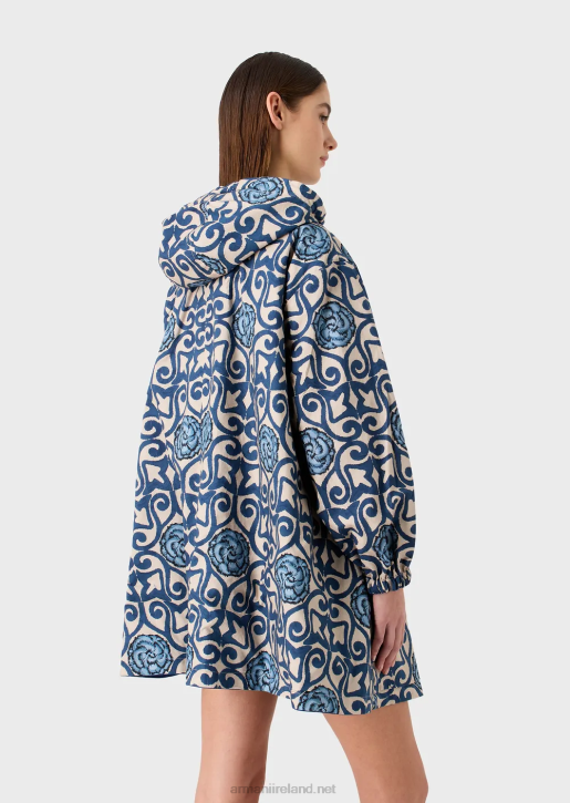 Women 086V249 Sustainable Collection Reversible Organic-Twill Parka With Hood And Drawstring Armani Blue