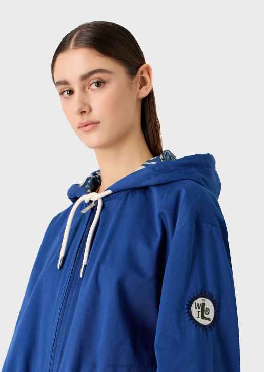 Women 086V249 Sustainable Collection Reversible Organic-Twill Parka With Hood And Drawstring Armani Blue