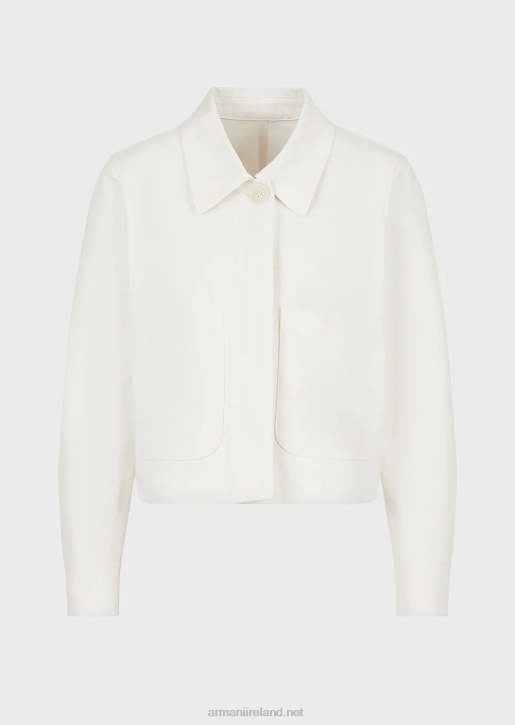 Women 086V250 Sustainable Collection Organic Bull Cropped Blouson Armani Milky White