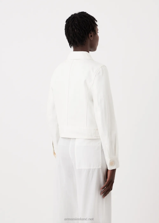 Women 086V250 Sustainable Collection Organic Bull Cropped Blouson Armani Milky White