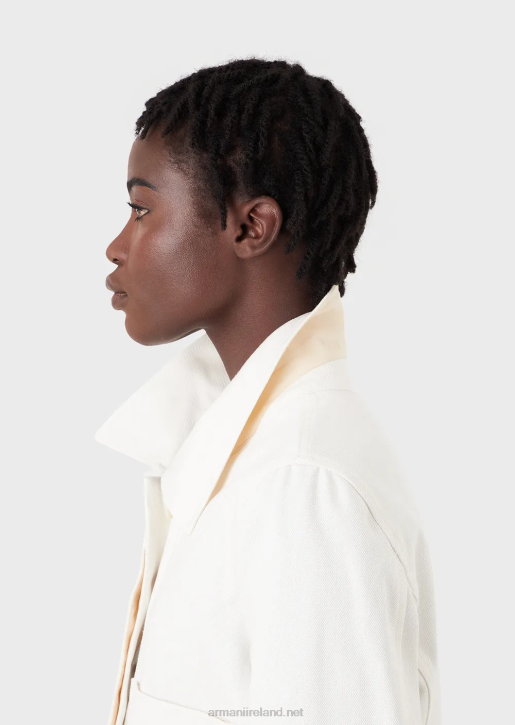 Women 086V250 Sustainable Collection Organic Bull Cropped Blouson Armani Milky White