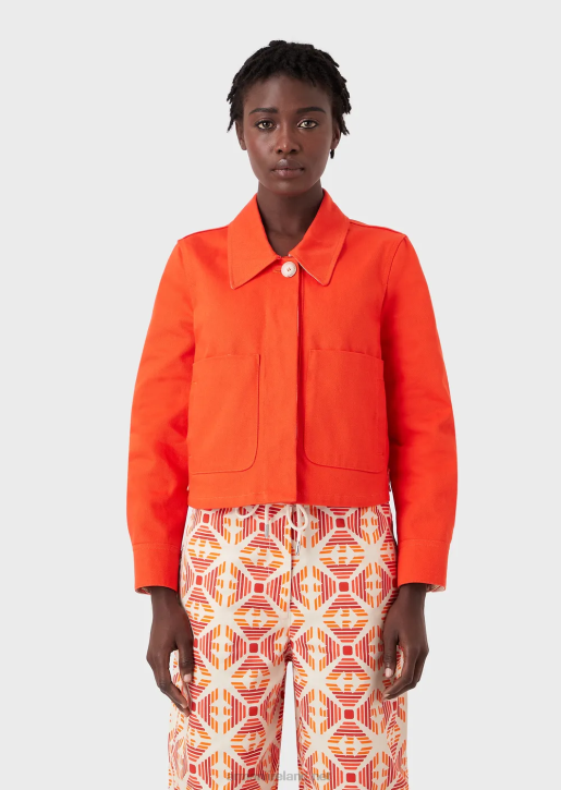 Women 086V251 Sustainable Collection Organic Bull Cropped Blouson Armani Orange