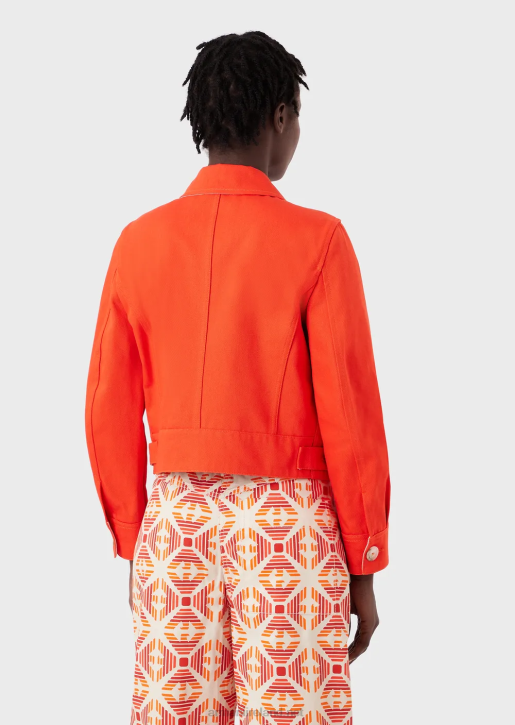 Women 086V251 Sustainable Collection Organic Bull Cropped Blouson Armani Orange