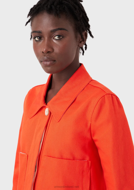 Women 086V251 Sustainable Collection Organic Bull Cropped Blouson Armani Orange