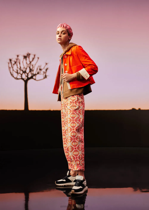 Women 086V251 Sustainable Collection Organic Bull Cropped Blouson Armani Orange