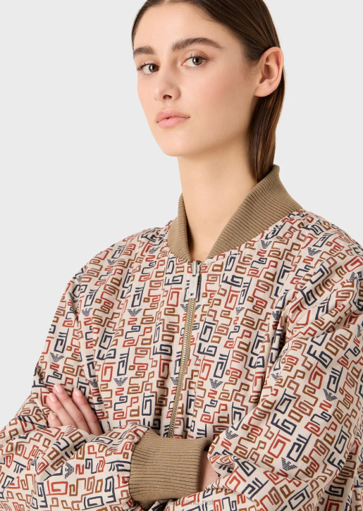 Women 086V252 Sustainable Collection Organic Twill Reversible Bomber Jacket Armani