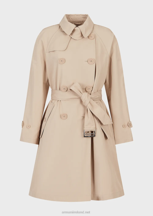 Women 086V254 Double-Breasted Trench Coat In Water-Repellent Gabardine Armani