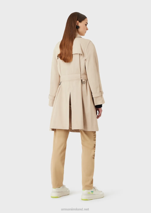 Women 086V254 Double-Breasted Trench Coat In Water-Repellent Gabardine Armani