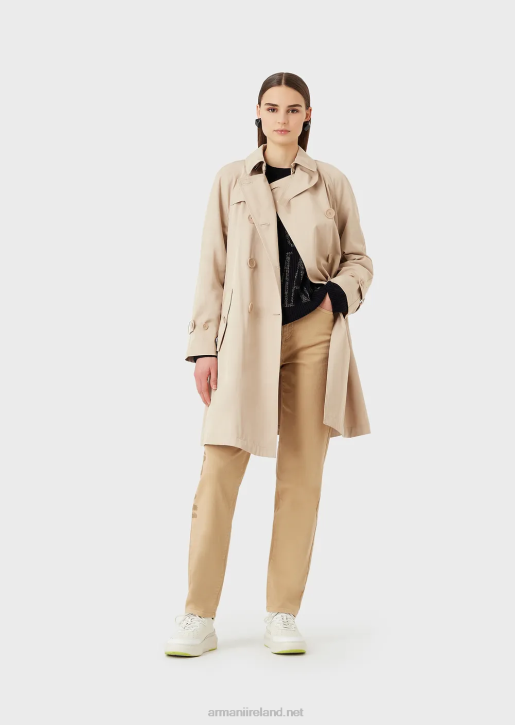 Women 086V254 Double-Breasted Trench Coat In Water-Repellent Gabardine Armani