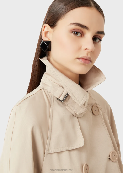 Women 086V254 Double-Breasted Trench Coat In Water-Repellent Gabardine Armani