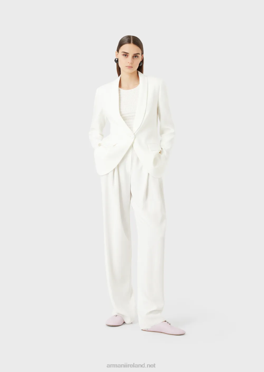 Women 086V415 Envers-Satin, Shawl-Collar Jacket Armani White