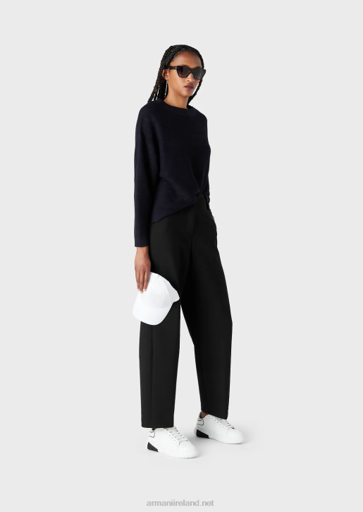 Women 086V255 Travel Essentials Recycled Stretch-Cady Trousers Armani Black