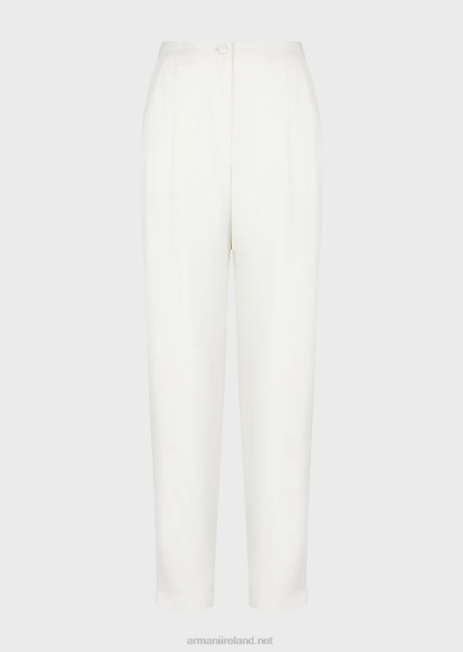Women 086V256 Trousers With Darts And Piping In Granite Fabric Armani White