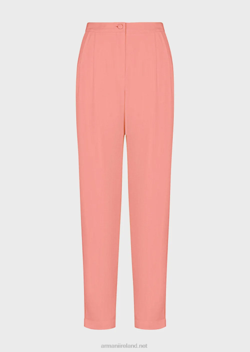 Women 086V257 Trousers With Darts And Piping In Granite Fabric Armani Pink